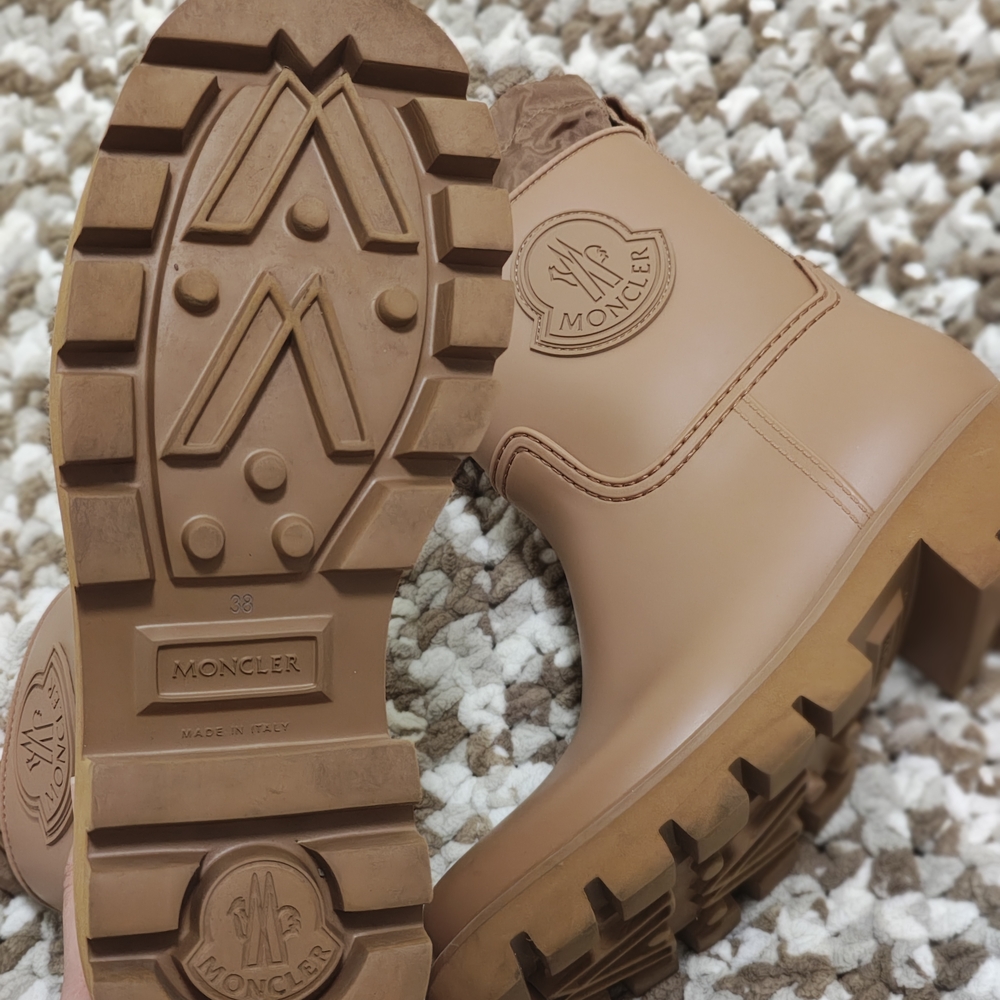 Moncler Brown Rain Boots Lug Sole Size 38 Made in Italy - Picture 7 of 9
